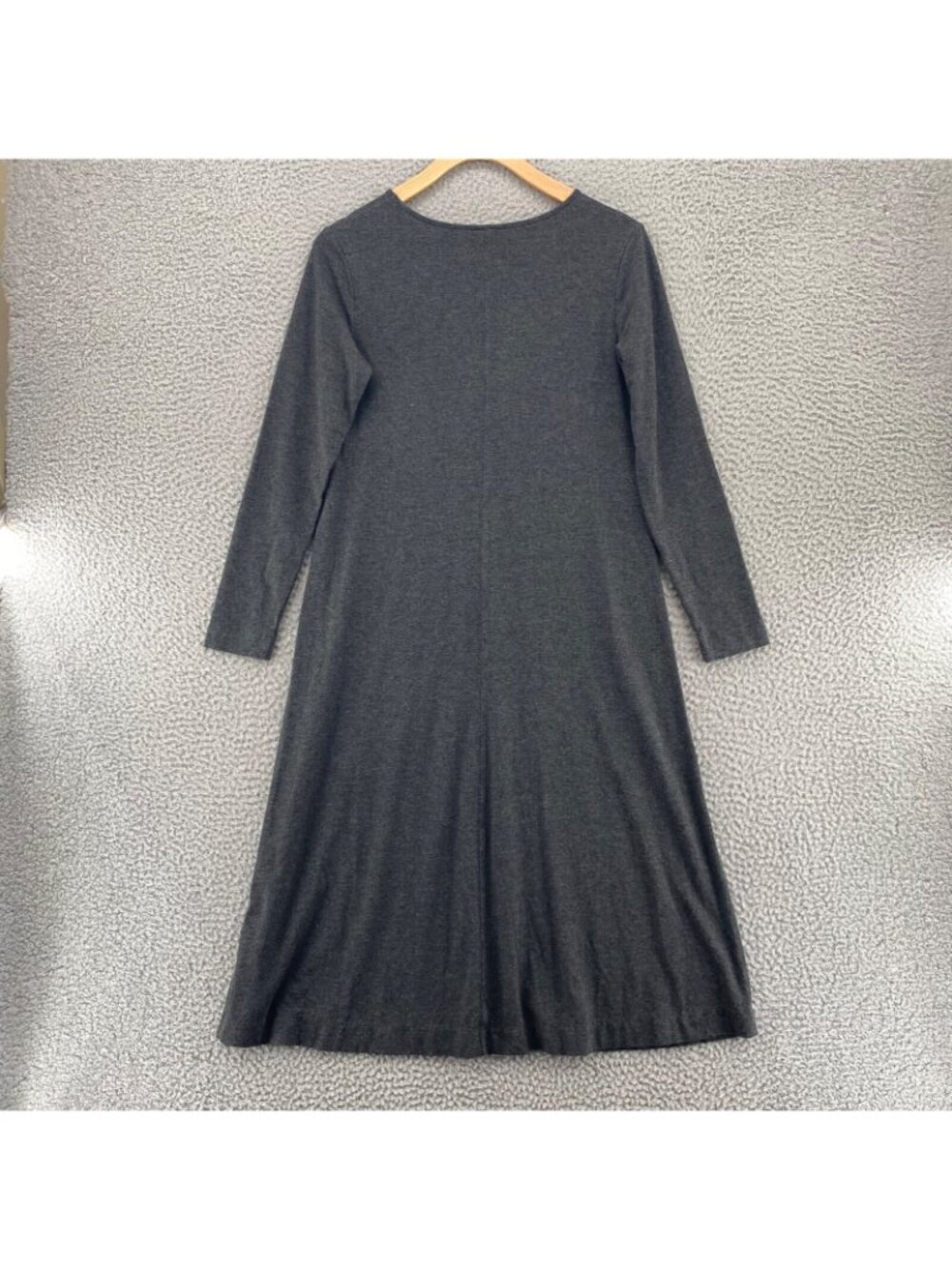 J Jill Dress Womens Small Petite Gray Heather Stretch Knit Tee A Line 3/4 Sleeve - Picture 3 of 10